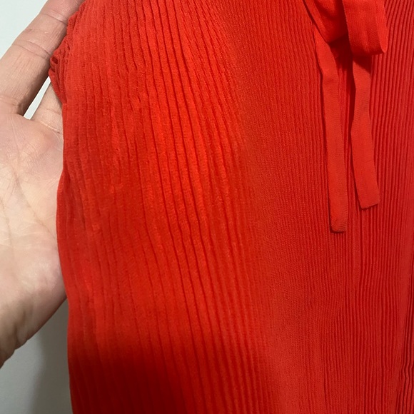Zara red pleated Sleeveless ruffle tie detail beautiful top size Small - Picture 4 of 12